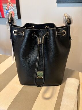 Dooney & Bourke Black Lucca Leather Small Drawstring